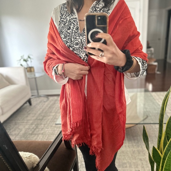 Orange 100 percent wool scarf/wrap - Picture 7 of 7